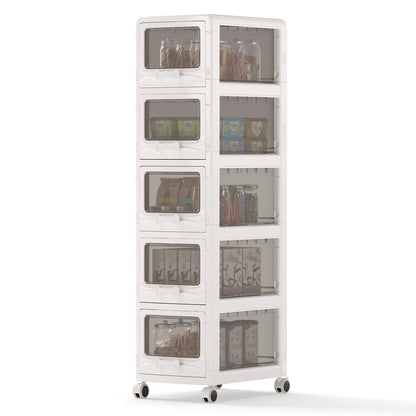 5-Tier Plastic Drawer Storage Organizer Rolling Cart with 5 Drawers