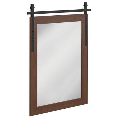 HOMCOM 110 x 66 cm Rectangle Mirror, Farmhouse Wall Mirror for Living Room, Bedroom, Hallway, Dark Brown