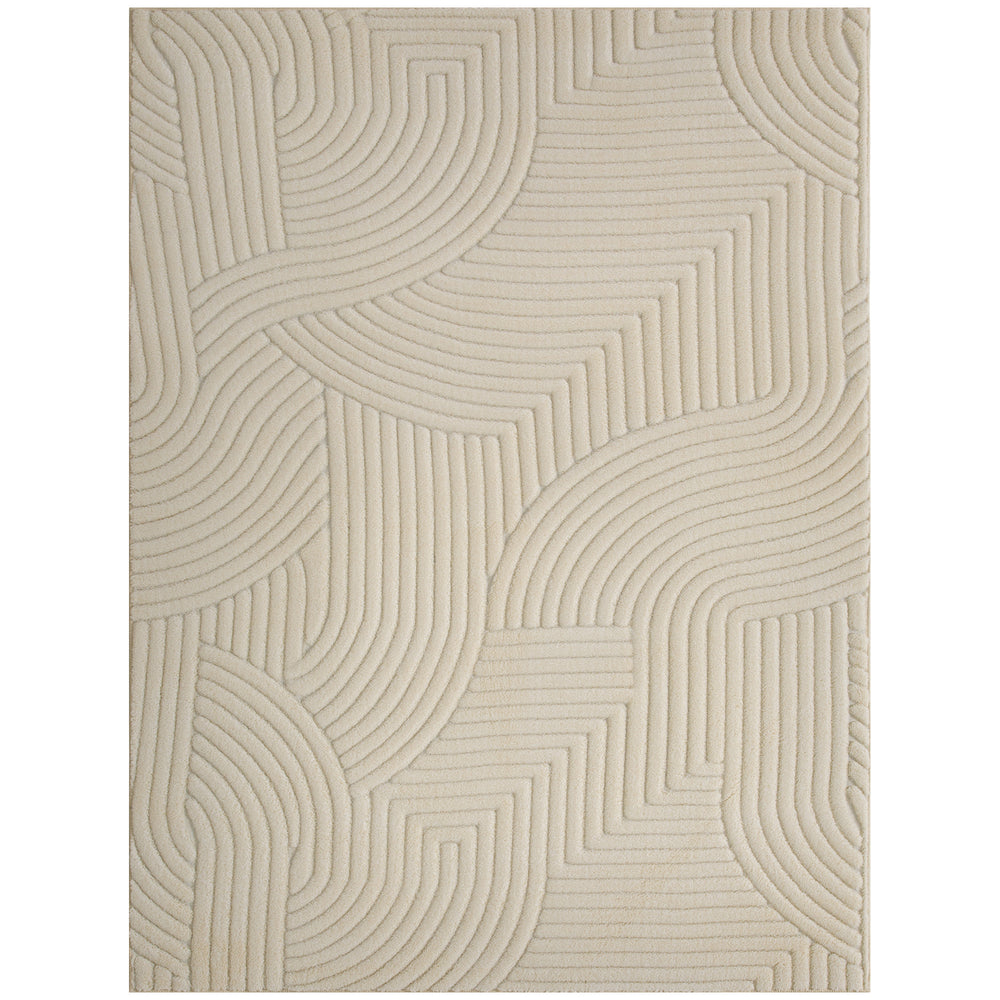 HOMCOM Modern Geometric Rug, Thick Plush, Non-Slip, 160 x 120 cm, Cream, Living Room, Bedroom, Office