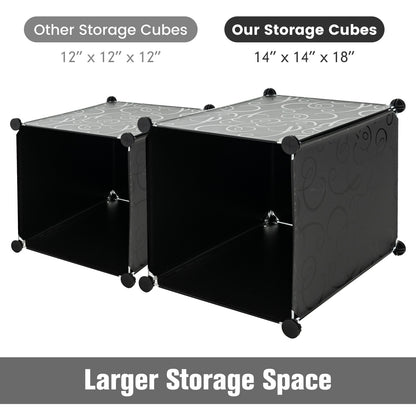 16 Cube Cabinet Storage Organizer with 2 Clothes Hanging Rails -Black &amp;amp; White