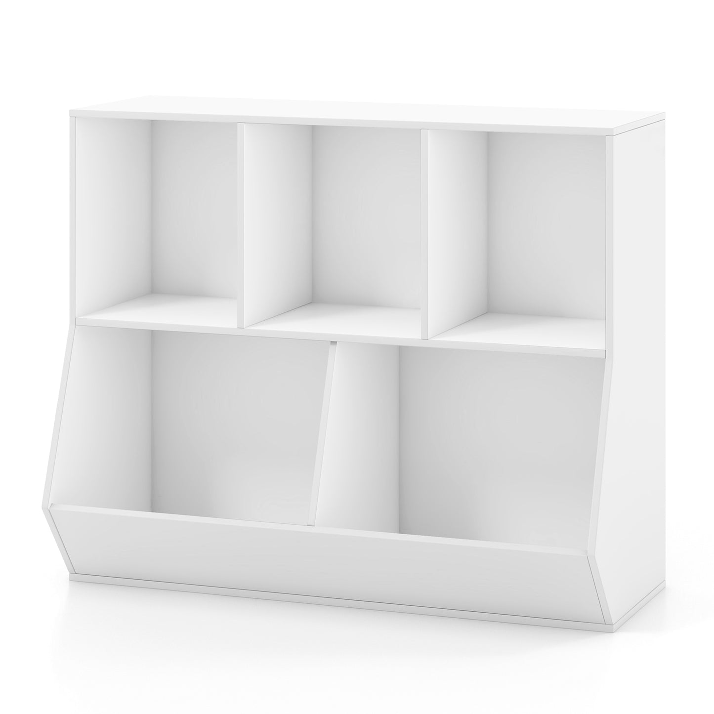 5-Cube Kids Toy Storage Organizer with Anti-Tipping Kits-White