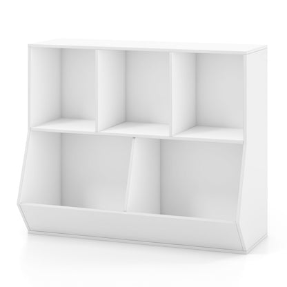 5-Cube Kids Toy Storage Organizer with Anti-Tipping Kits-White