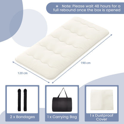 Japanese Floor Mattress with Washable Cover and Carry Bag-Beige-Compact Double