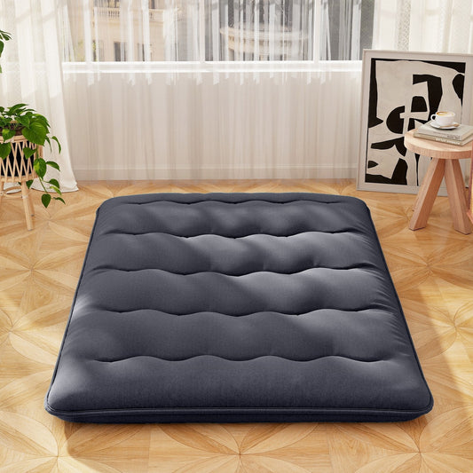 Japanese Floor Mattress with Washable Cover and Carry Bag-Black-Double Size