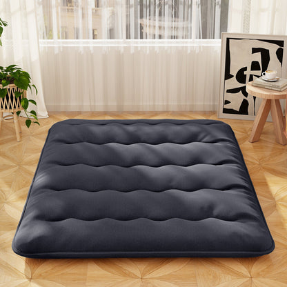 Japanese Floor Mattress with Washable Cover and Carry Bag-Black-King Size
