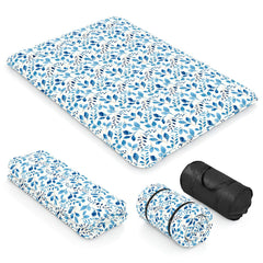 Japanese Floor Mattress with Washable Cover and Carry Bag-Blue & White-Compact Double