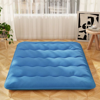 Japanese Floor Mattress with Washable Cover and Carry Bag-Blue-King Size