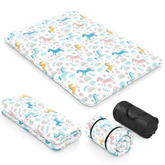 Japanese Floor Mattress with Washable Cover and Carry Bag-Rainbow-Double Size
