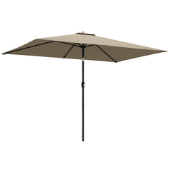 Outsunny Garden Parasol, Parasol Umbrella with Crank Handle, Tilt Function, Polyester Canopy, Khaki