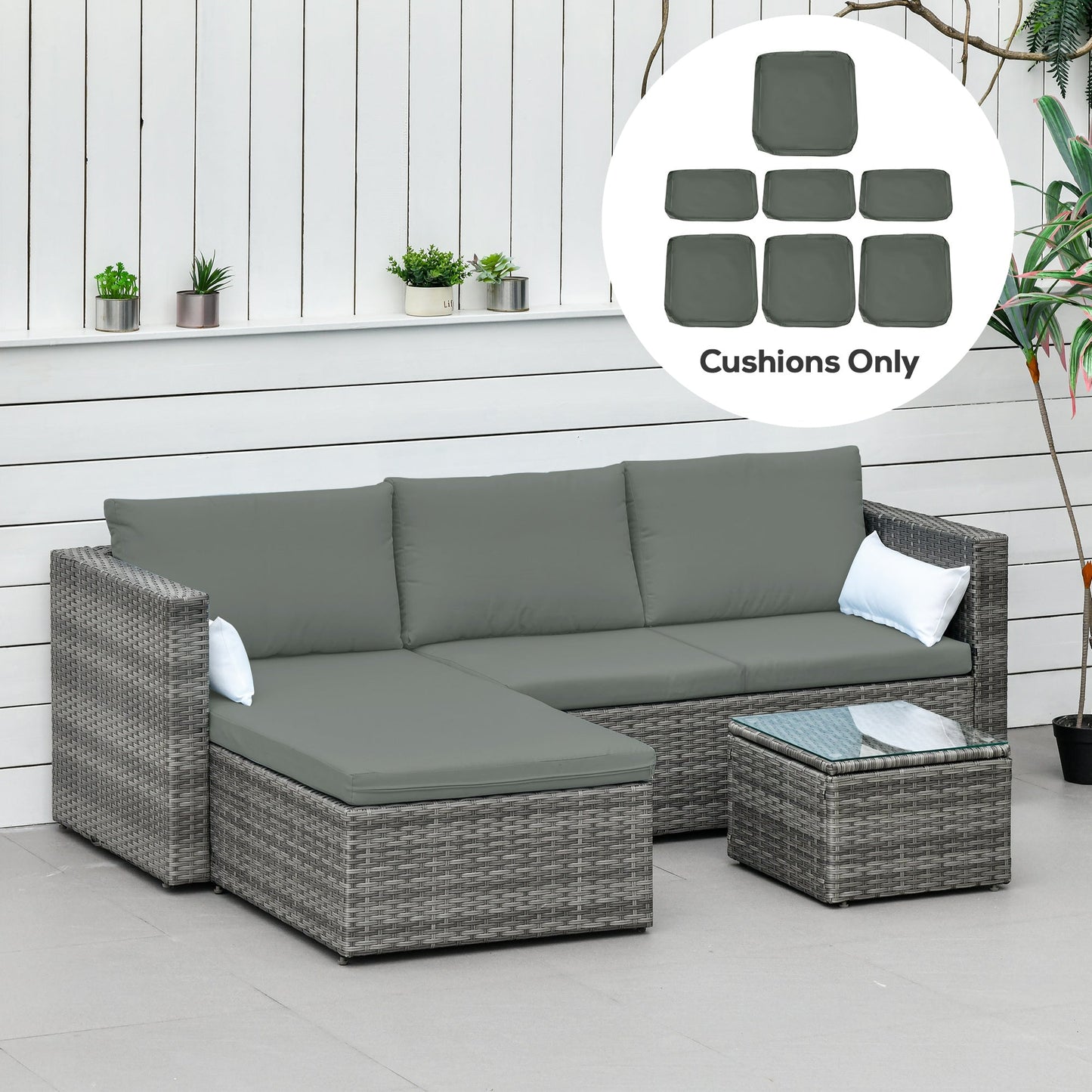 Outsunny Cushion Cover Replacement Garden Rattan Patio Furniture Seat Cover