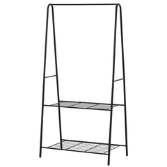 HOMCOM Metal Clothes Rack Coat Garment Hanger Hallway Organiser Hanging Rail Stand 2-tier Shoe Shelving A Shaped 77L x 45W x 153H cm Black