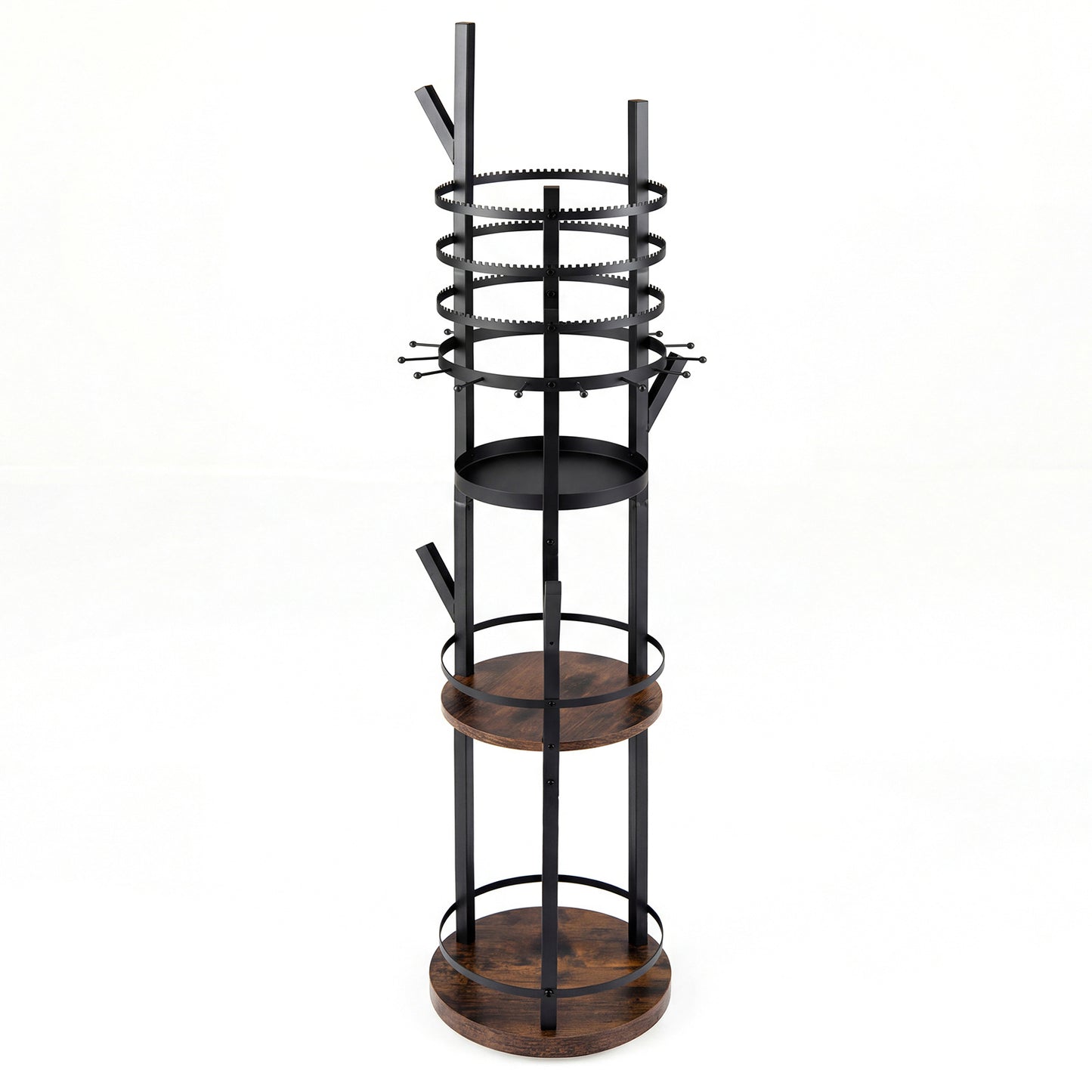 Jewelry Organizer Stand 360° Rotating Floor Jewelry Storage Rack Free Standing Jewelry Display Tower-Rustic Brown