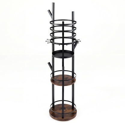Jewelry Organizer Stand 360° Rotating Floor Jewelry Storage Rack Free Standing Jewelry Display Tower-Rustic Brown