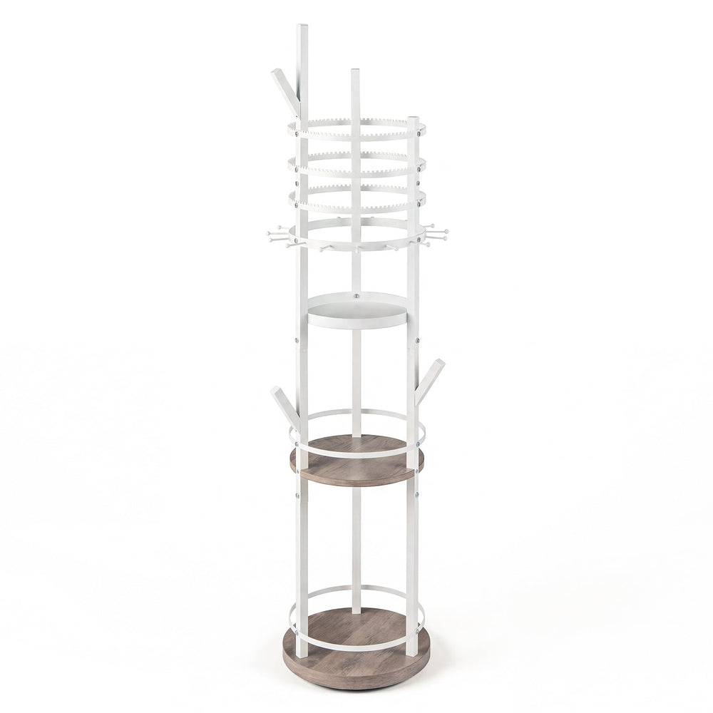 Jewelry Organizer Stand 360° Rotating Floor Jewelry Storage Rack Free Standing Jewelry Display Tower-Grey