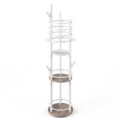 Jewelry Organizer Stand 360° Rotating Floor Jewelry Storage Rack Free Standing Jewelry Display Tower-Grey