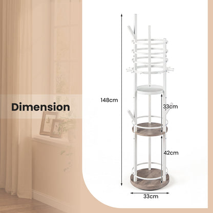 Jewelry Organizer Stand 360° Rotating Floor Jewelry Storage Rack Free Standing Jewelry Display Tower-Grey