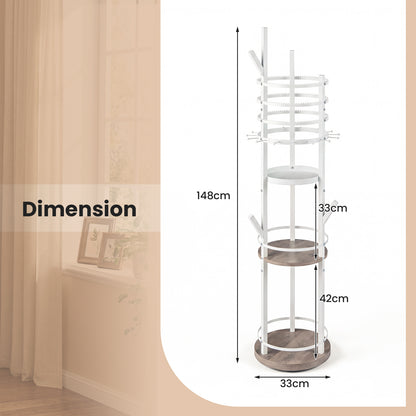 Jewelry Organizer Stand 360° Rotating Floor Jewelry Storage Rack Free Standing Jewelry Display Tower-Grey