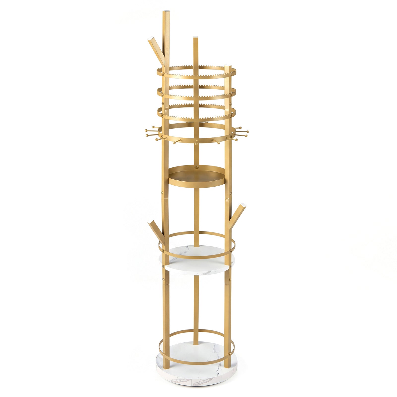 Jewelry Organizer Stand 360° Rotating Floor Jewelry Storage Rack Free Standing Jewelry Display Tower-White