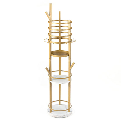 Jewelry Organizer Stand 360° Rotating Floor Jewelry Storage Rack Free Standing Jewelry Display Tower-White