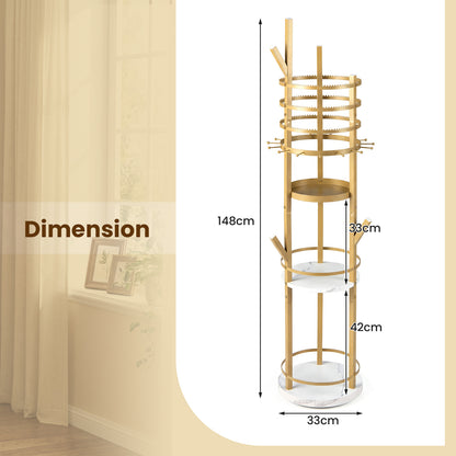 Jewelry Organizer Stand 360° Rotating Floor Jewelry Storage Rack Free Standing Jewelry Display Tower-White