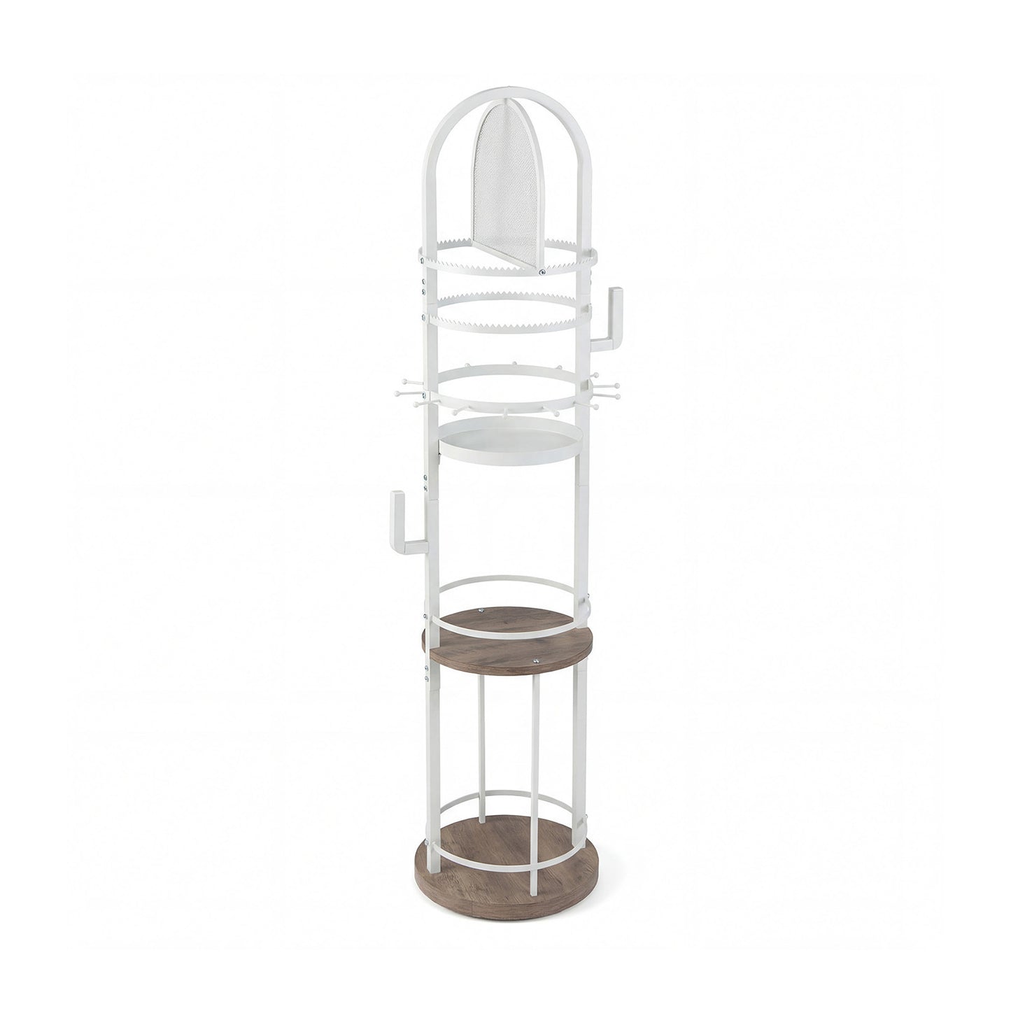 Jewelry Organizer Stand 360° Rotating Floor Jewelry Storage Rack with Earring Necklace Holders-Gray