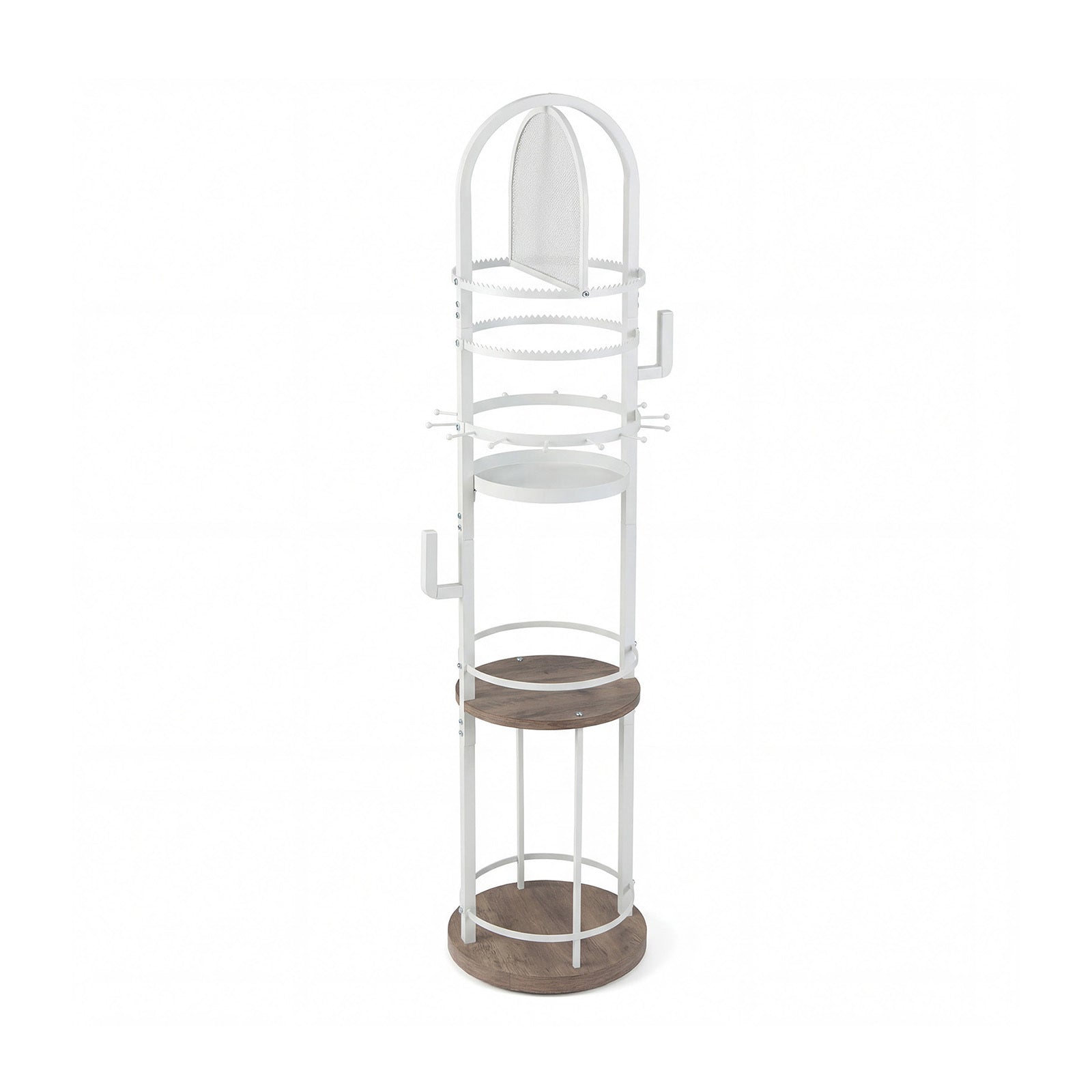 Jewelry Organizer Stand 360° Rotating Floor Jewelry Storage Rack with Earring Necklace Holders-Gray