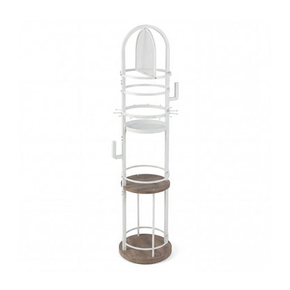 Jewelry Organizer Stand 360° Rotating Floor Jewelry Storage Rack with Earring Necklace Holders-Gray