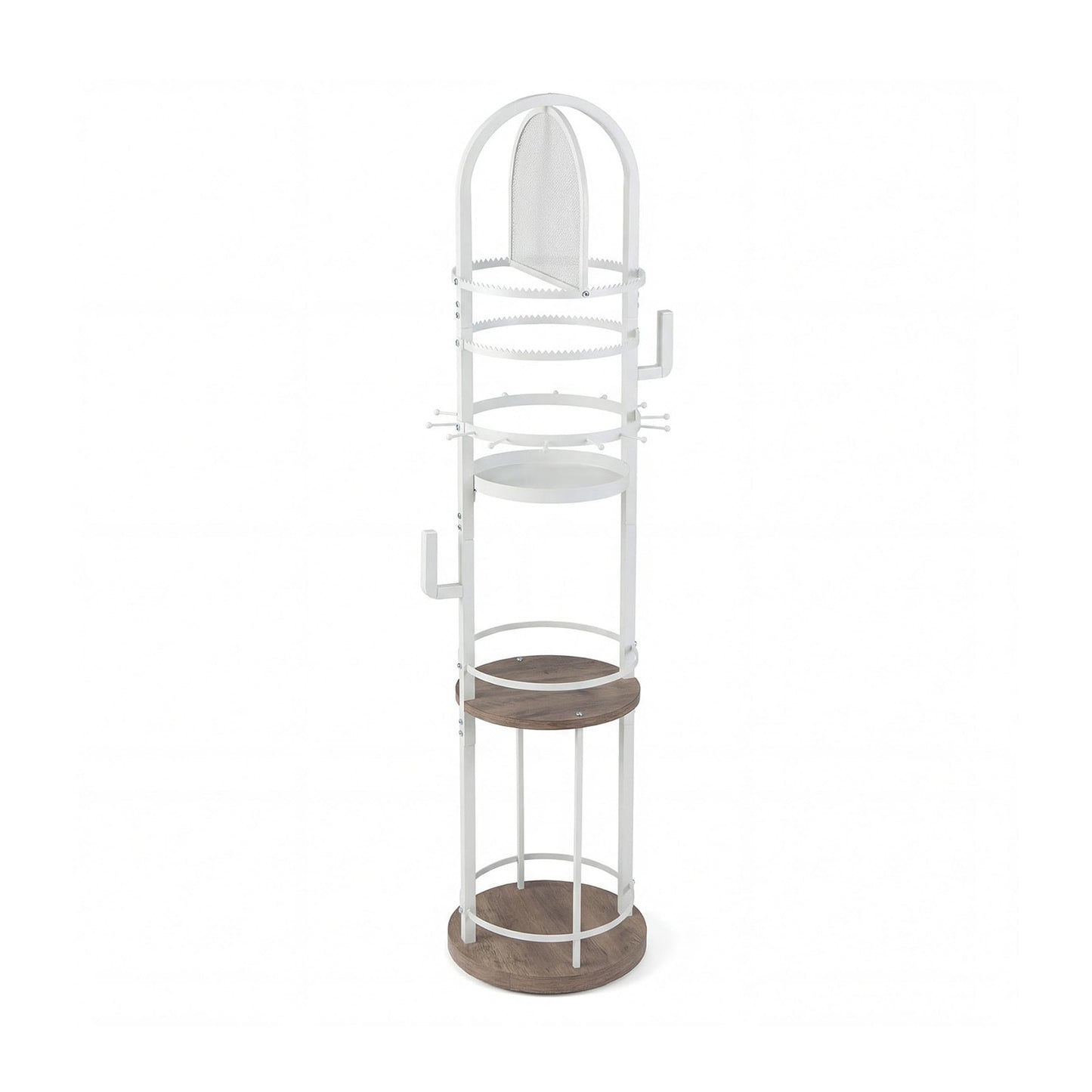 Jewelry Organizer Stand 360° Rotating Floor Jewelry Storage Rack with Earring Necklace Holders-Gray