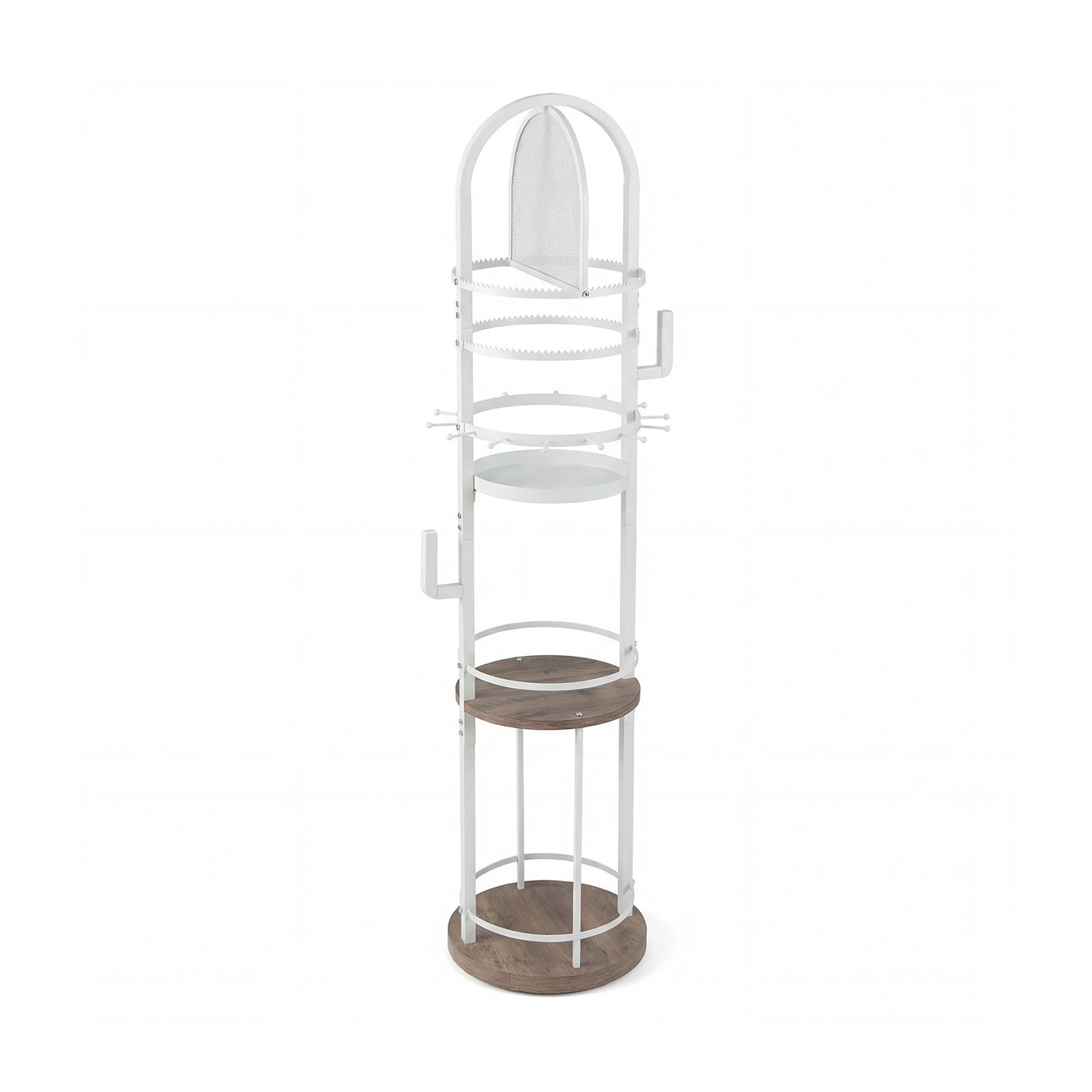 Jewelry Organizer Stand 360° Rotating Floor Jewelry Storage Rack with Earring Necklace Holders-Gray