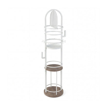 Jewelry Organizer Stand 360° Rotating Floor Jewelry Storage Rack with Earring Necklace Holders-Gray
