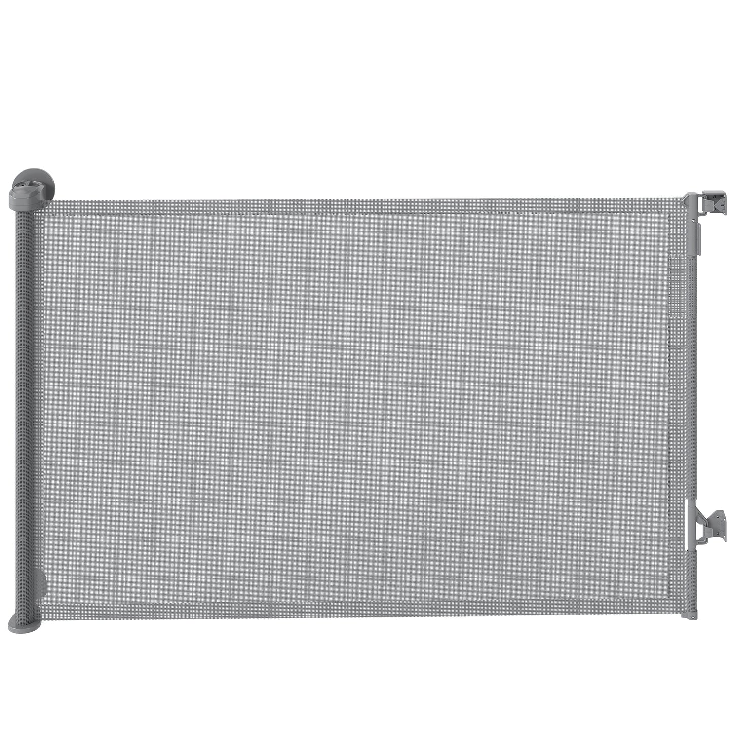 PawHut Retractable Dog Gate, Extends to 140 cm Wide & 93 cm Tall, Mesh Pet Gate with Single Hand Operation, for Stairs Doorways