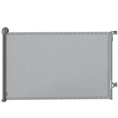 PawHut Retractable Dog Gate, Extends to 140 cm Wide & 93 cm Tall, Mesh Pet Gate with Single Hand Operation, for Stairs Doorways