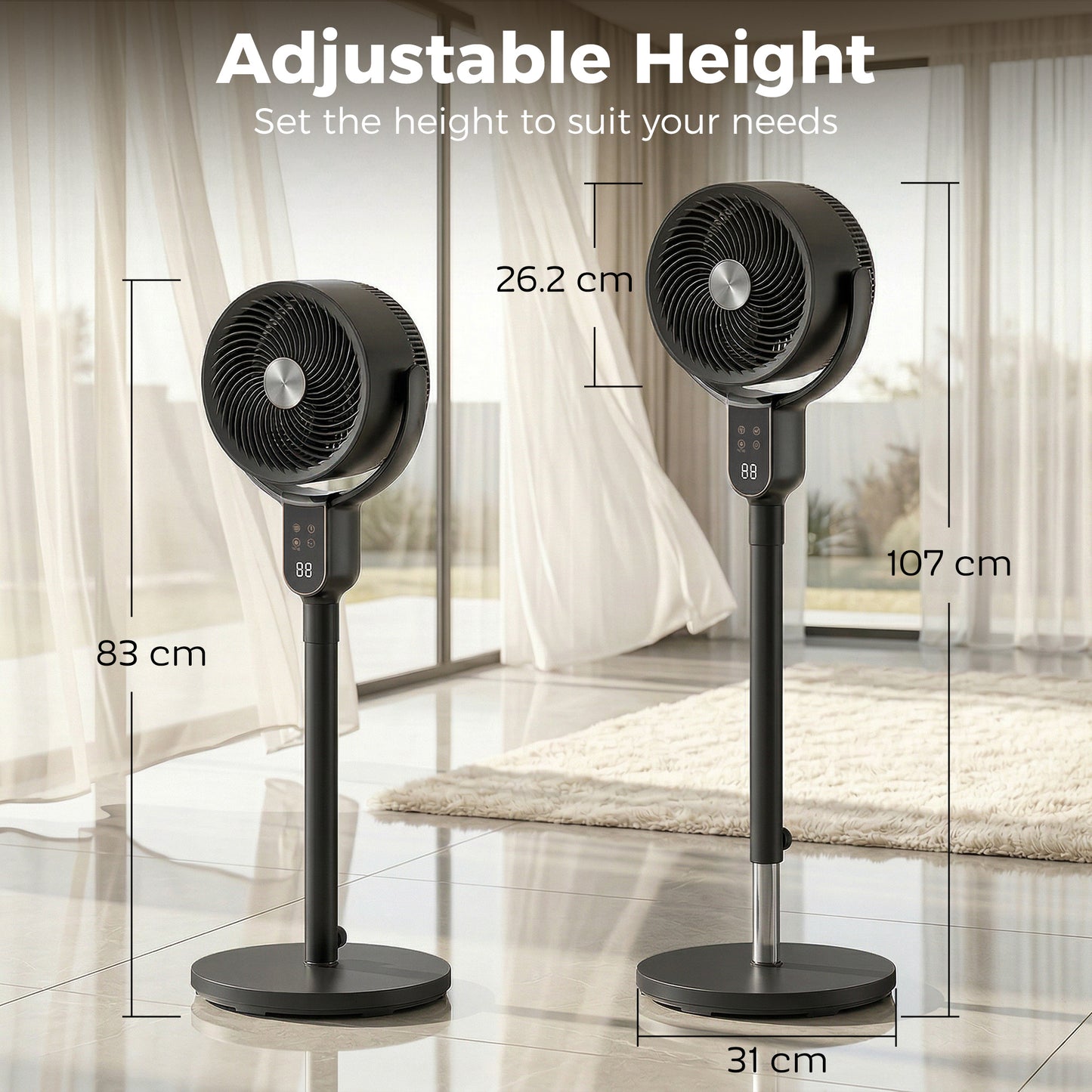 HOMCOM 20 dB Silent Standing Fan for Bedroom, 42" Pedestal Fan with Remote, 90° Oscillating, 8 Speeds, Remote Control, Black