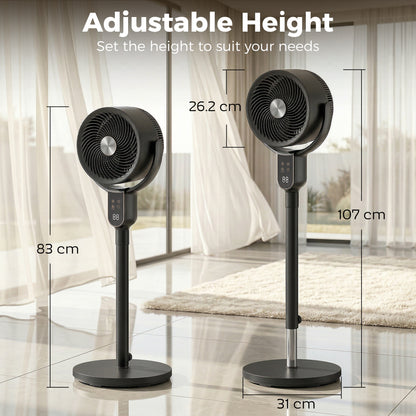 HOMCOM 20 dB Silent Standing Fan for Bedroom, 42" Pedestal Fan with Remote, 90° Oscillating, 8 Speeds, Remote Control, Black