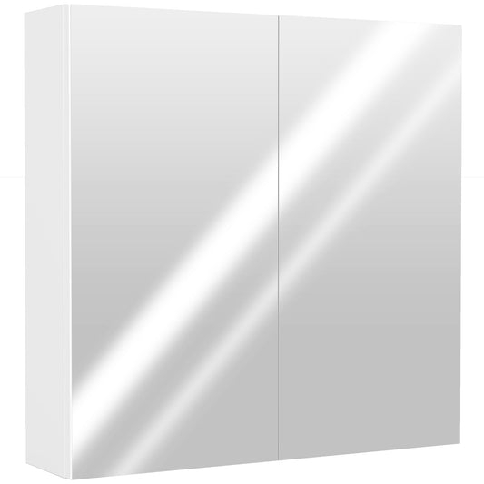 HOMCOM 60 x 15 cm Double Door Bathroom Mirror Cabinet - White