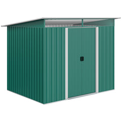 Outsunny 8.5 x 6ft Metal Shed with Lightsky Panels, Garden Storage Tool House with Double Doors for Garden, Patio and Lawn, Green