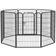 PawHut 8 Panels Heavy Duty Puppy Playpen, for Large, Medium Dogs, Indoor and Outdoor Use - Black