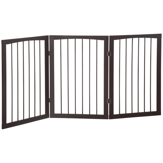 PawHut 3 Panel Stair Gate Foldable Dog Door Gate Indoor Free Standing Safety Gate Pet Barrier 76cm Height