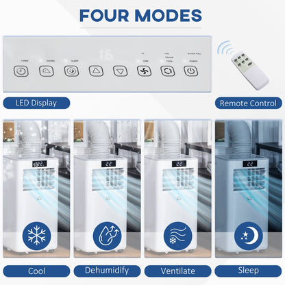 HOMCOM 8000 BTU Air Conditioning Unit, 3-in-1 Portable Air Conditioner, Dehumidifier, Cooling Fan with Remote Control, Digital Display, 2 Speeds, 24H Timer, Window Venting Kit, 18m_