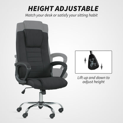 Vinsetto Linen-Look Swivel Office Chair - Black