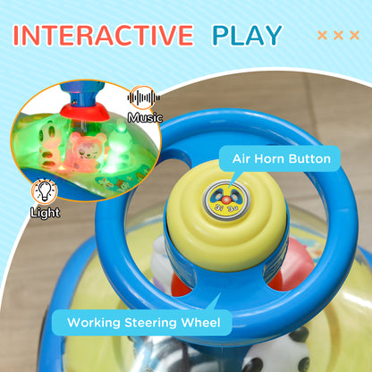 AIYAPLAY Foot to Floor oddler Ride on Toy w/ Music, Light, Horn, Under Seat Storage, Anti-Over-Backwards Device, Blue