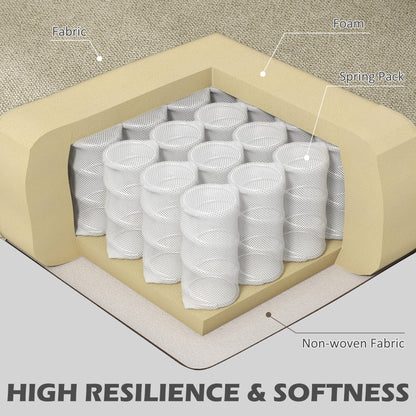 HOMCOM Upholstered Accent Chair with Rolled Arms and Wood Legs, Armchair for Living Room Bedroom, Beige