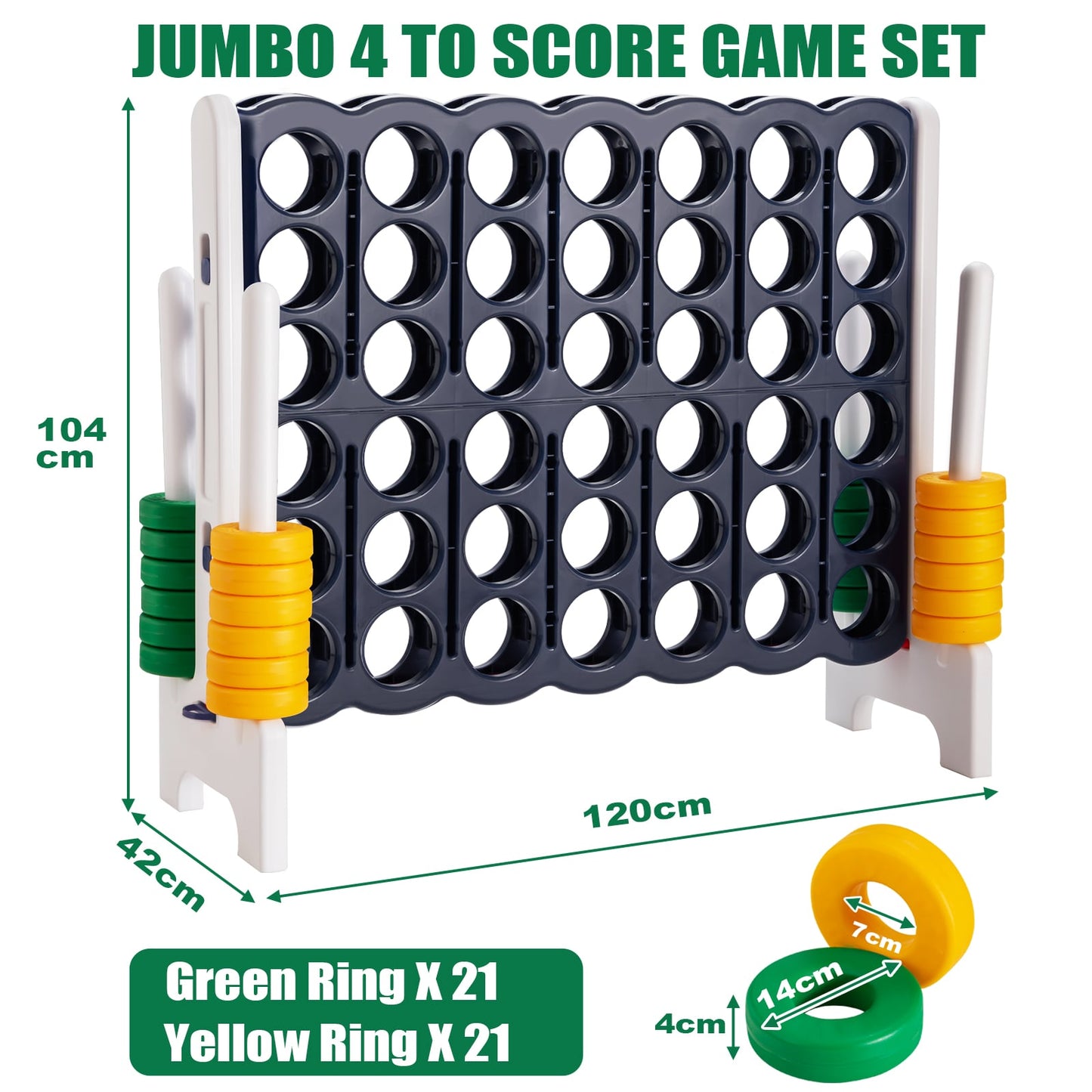 Jumbo 4-to-Score Giant Game Set with 42 Jumbo Rings and Quick-Release Slider