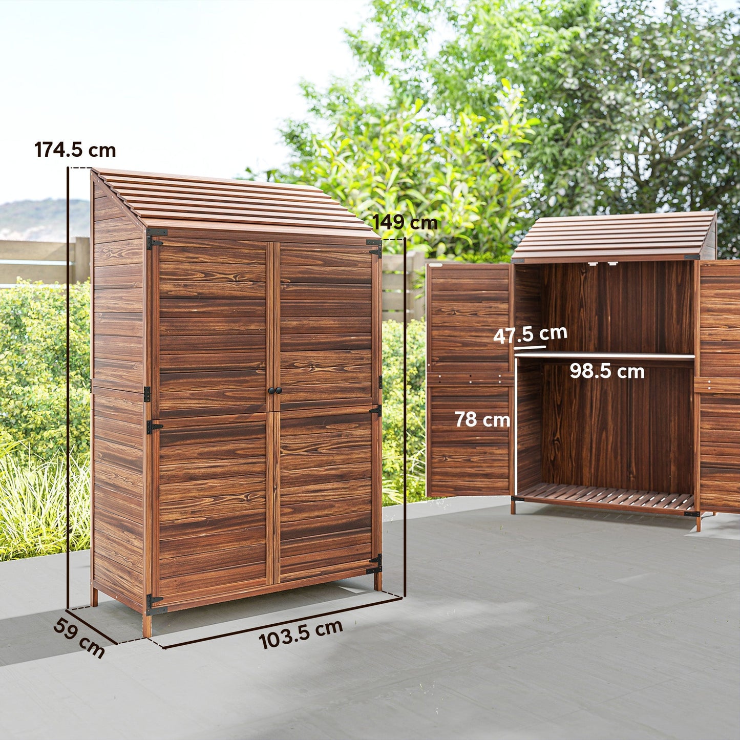 Outsunny 103.5 x 59 cm Wooden Garden Shed - Brown