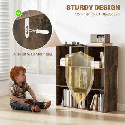 HOMCOM Nine-Cube Storage Shelf - Rustic Brown