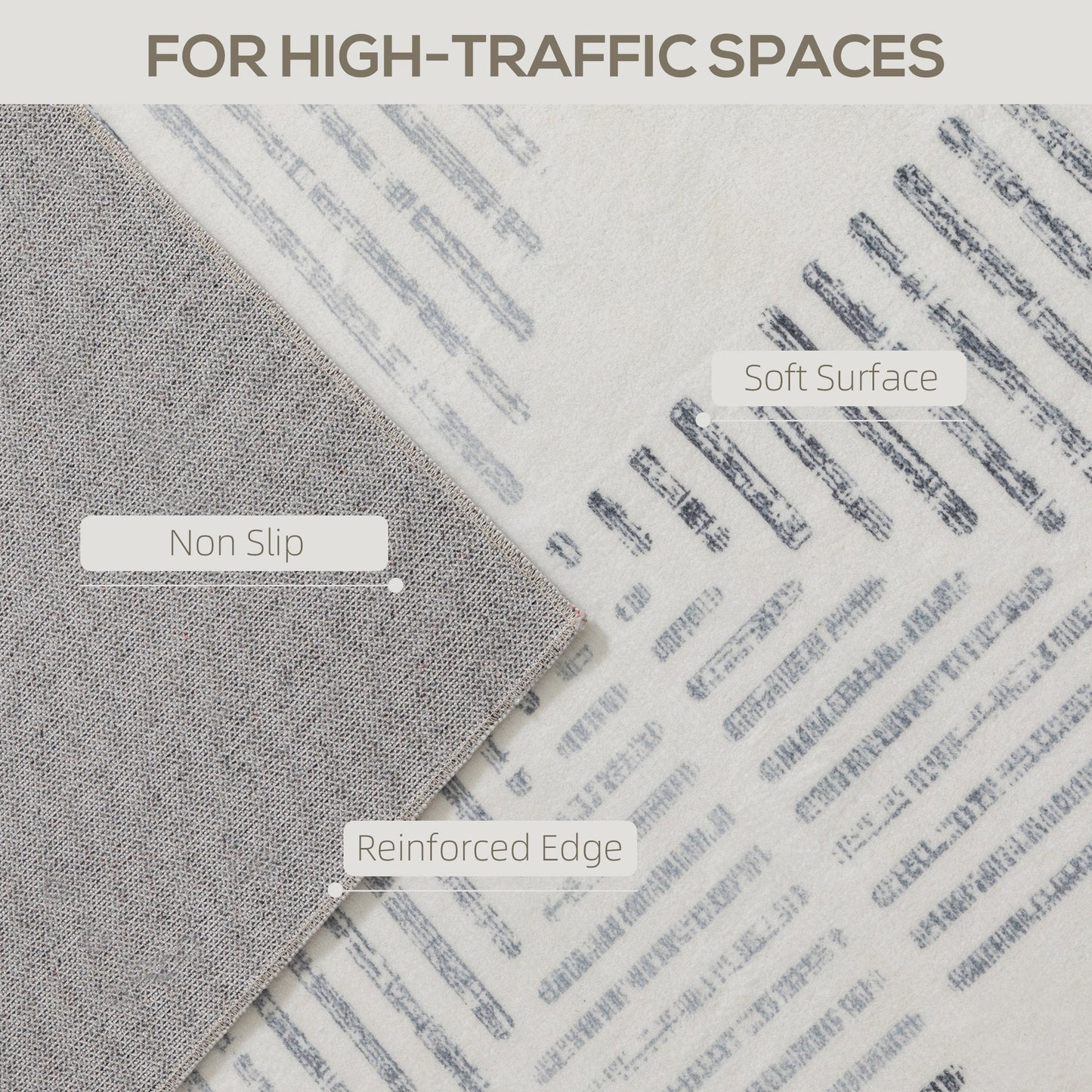 HOMCOM Modern Area Rug, Geometric Pattern Non-Slip Washable Rug, Soft Floor Carpet for Living Room, Bedroom, Dining Room, Home Office, 290 x 200 cm, Grey