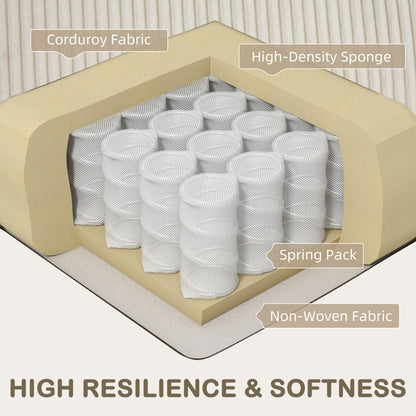 HOMCOM Three-Seater Corduroy Sofa - Cream White