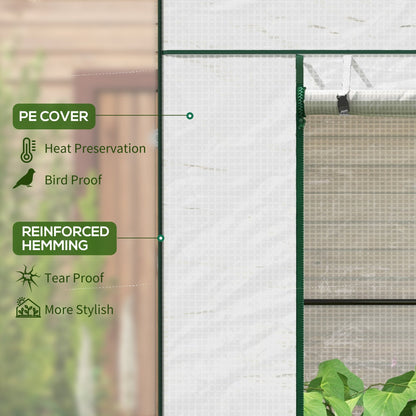 Outsunny PE Cover Walk-in Outdoor Greenhouse, White