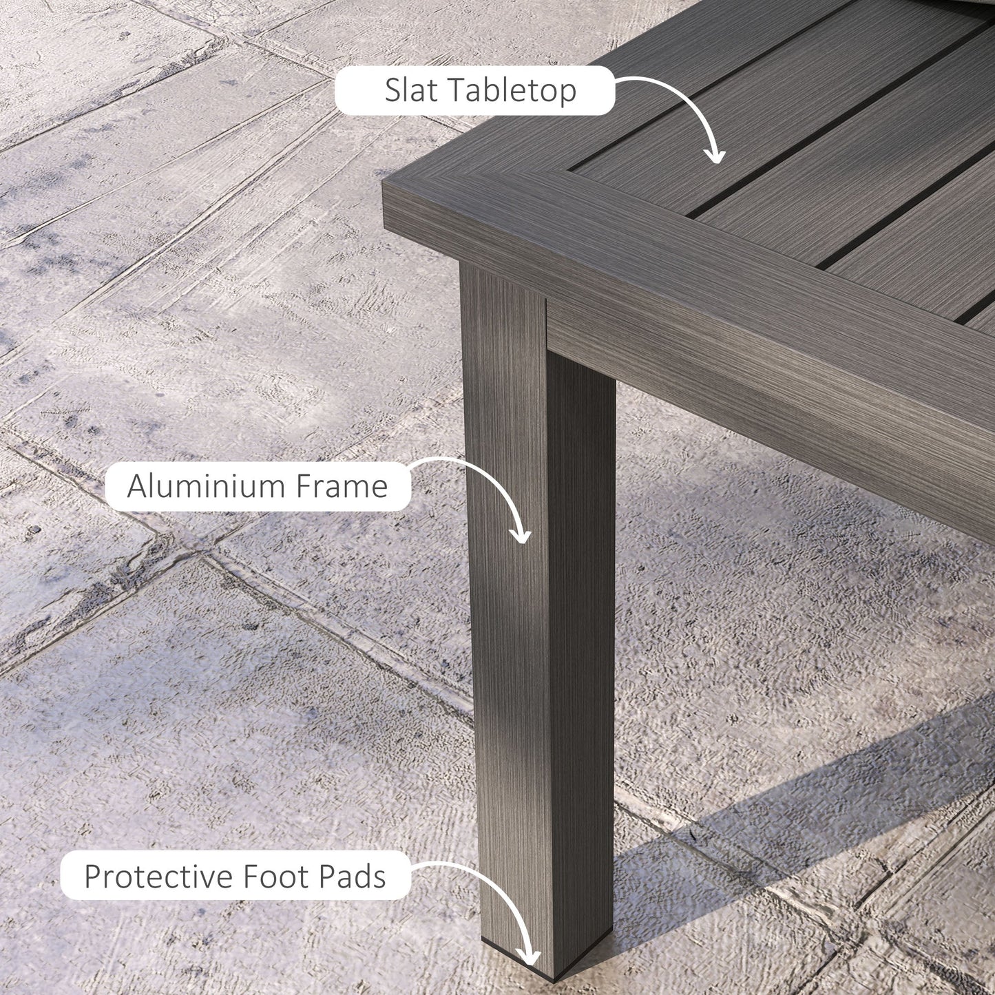 Outsunny 100cm x 60cm Aluminium Outdoor Coffee Table - Brown