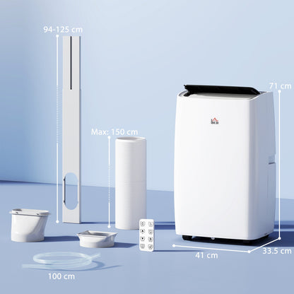 HOMCOM Portable Air Conditioner 14000 BTU, 4-in-1 Air Conditioning Unit, Dehumidifier, Cooling, Fan, Sleep Mode with 3 Speeds, Remote Control, LED Display, 24H Timer, Window Kit, Children Lock, 40m2